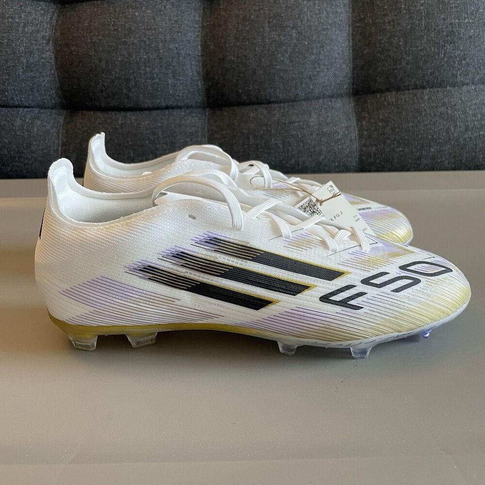 Adidas F50 FG Elite J White Gold Soccer Cleats JH7713 Kids Youth Size 6